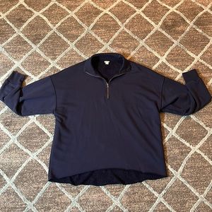 Aerie Sunday Soft Quarter-Zip, Navy Blue, Size XS